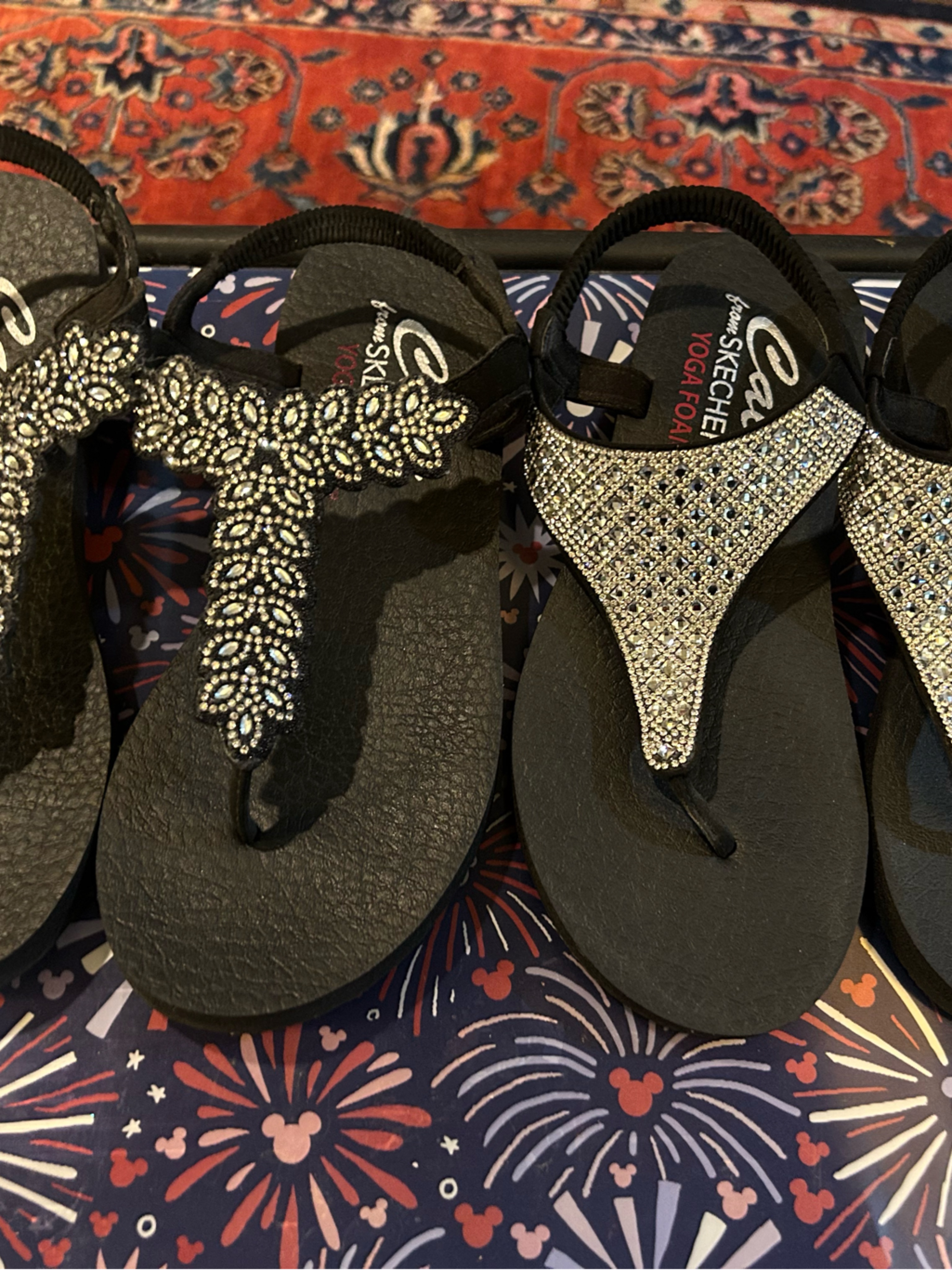 Bundle Of Skechers Women 7 Jeweled Bling Yoga Sandals